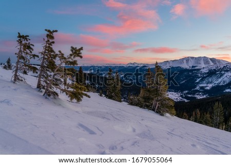 Winter sunrise on Quandary Peak, South of Breckenridge, Colorado.