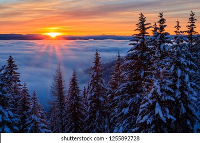 	
Winter Sunset With Cloud Inversion
