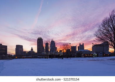 Winter Sunset In Kansas City, Missouri, USA