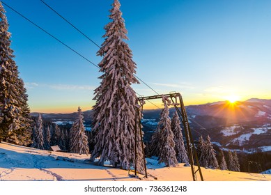 Winter sunset landscape