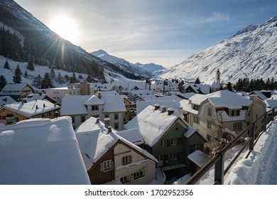 Winter Sunset Over Andermatt Village