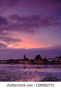 Winter Sunset Over Bosham Harbour And Village, West Sussex, UK