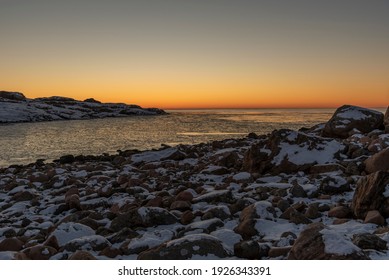 Winter Sunset At Skagerrak Sea In Sweden