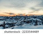 winter sunset in Yellowknife Canada