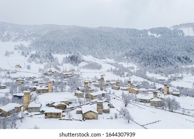 Winter In Svaneti Mountains And Snow