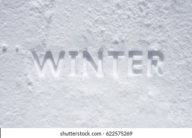 Winter Text Debossed In Snow