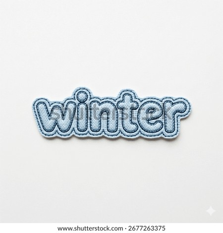 Winter Text Embroidery Patch on a gray background