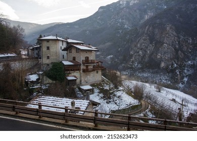 Winter In The Tiny Village Of Dietrobeseno In Trentino-Alto Adige, North East Italy