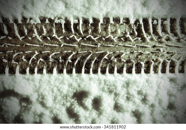 Winter tire print in the snow in Finland. Image\
includes a effect.