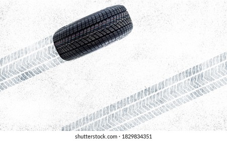 Winter Tires Tire tracks in the fresh snow - Shutterstock ID 1829834351