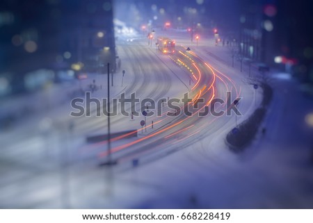 winter traffic in the city 
