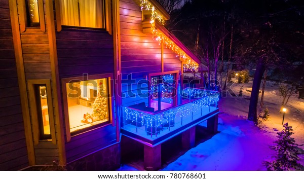 Winter Vacation Cottage Cottage Rental Winter Stock Image