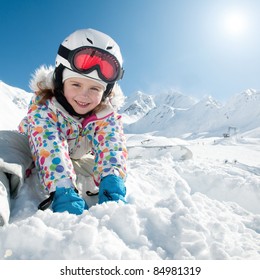 Winter Vacation, Ski - Happy Skier Playing In Snow