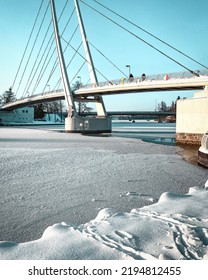 winter view of the bridge in Mikolajki - Shutterstock ID 2194812455