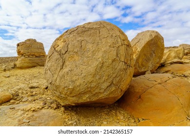 Winter view of the bulbs rocks (boulders) of Kedar valley, Massive Eilat Nature Reserve, southern Israel