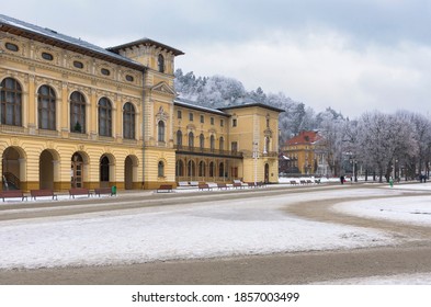 Winter View Of The Main Square Of Krynica Zdroj, Famous Spa Town In Southern Poland