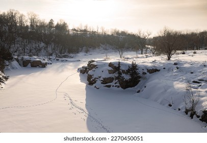Winter view of Palisades State Park in the evening, South Dakota. - Shutterstock ID 2270450051
