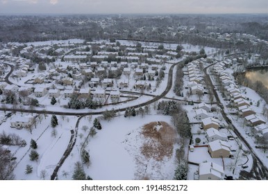 The Winter View Of Small Apartment Complex Courtyards Roof Houses On Covered Snow