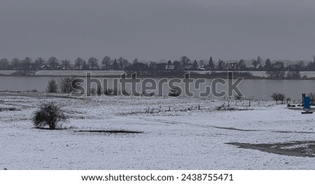 Winter, the Vistula River in Mikoszewo, view of the river bank and Sobieszewska Island Zdjęcia stock © 