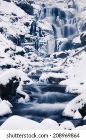 Winter Waterfall, Carpathian Mountains, Ukraine