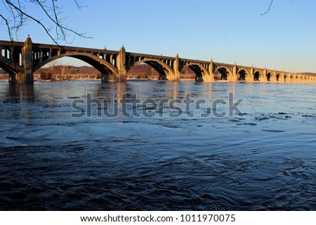 Winter weather Susquehanna river bridge. Columbia, PA. January 2018.