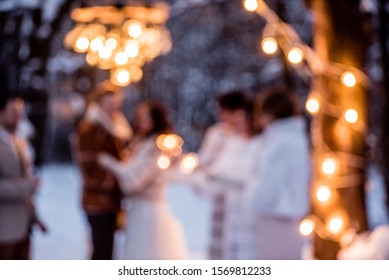 Winter Wedding, Nice Bride And Groom