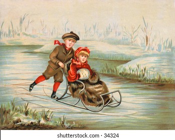 Winter Wonderland - an early 1900s vintage illustration.