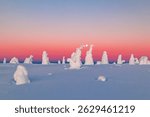 Winter wonderland in Finnish Lapland. Winter landscape from Riisitunturi National Park, Posio, Finland