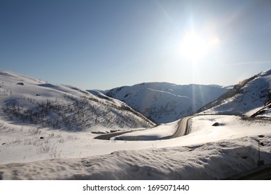Winter wonderland in mountains, Norway