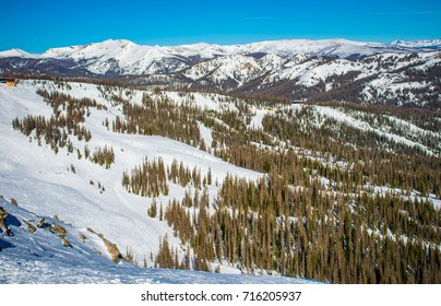 Winter Wonderland Snow Covered High Country Colorado Rocky Mountains At Wild Creek Pass The Large Snowy Bowl Of Wolf Creek Ski Slope