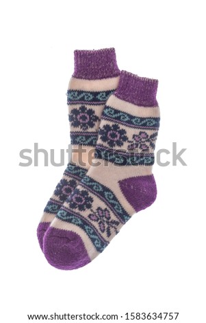 Winter wool socks isolated on a white background.