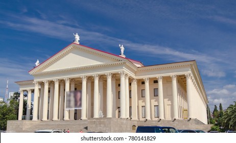 Winter Zimny Theater timelapse hyperlapse with blue sky in Sochi, Russia 4K - Shutterstock ID 780141829