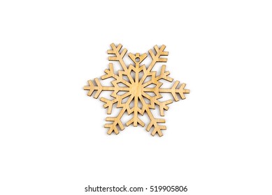 Winter,Christmas, New Year wooden decoration - snowflake, star. Isolated on white background. Top view. Closeup. - Powered by Shutterstock