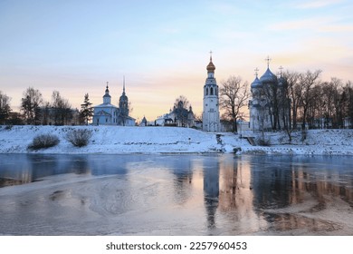 winters in vologda river landscape cathedral orthodox christmas russia - Shutterstock ID 2257960453