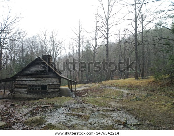 Wintertime Noah Bud Ogle Cabin Stock Image Download Now