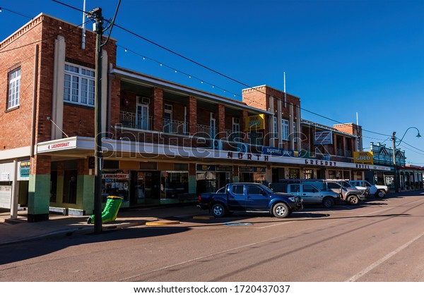 Winton, Australia - July 23, 2011:\
North Gregory Hotel and local businesses on Elderslie\
Street
