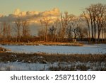 Wintry evening at the lakeshore