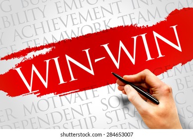 Win-win - winning solution word cloud, business concept