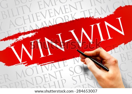Win-win - winning solution word cloud, business concept