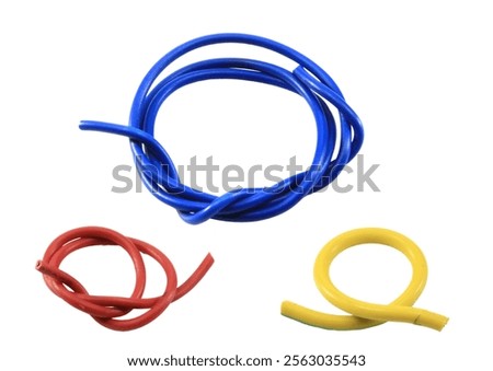 Wire cable of usb and adapter isolated on white background with clipping path.Electronic Connector.Selection focus.