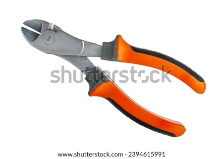 wire cutters nippers clipper construction tool for work, isolated on white background, close-up