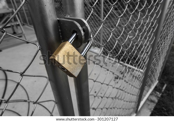 Wire Fence Door Lock Stock Photo Edit Now 301207127