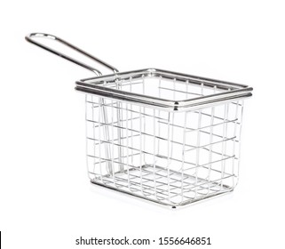 Wire Frying Basket Isolated On White Background