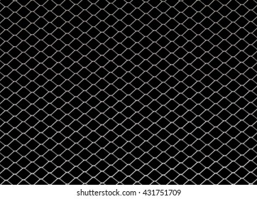 Wire Mesh, Metal Chain Link Fence Texture Isolated On Black Background