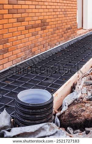 Wire mesh piles for construction. BRC welded steel wire mesh for concrete slab reinforcement of construction construction site, foundation reinforcement