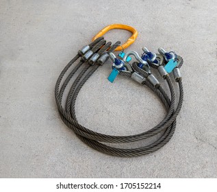 Wire Rope Sling Or Lifting Crane With Anchor Shackle On The Floor Background