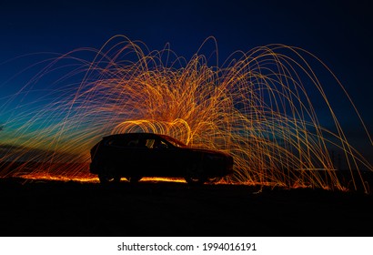 Wire Wool Effect Over Car