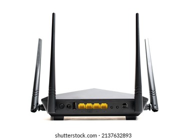 Wireless Black Modem Isolated On White. 