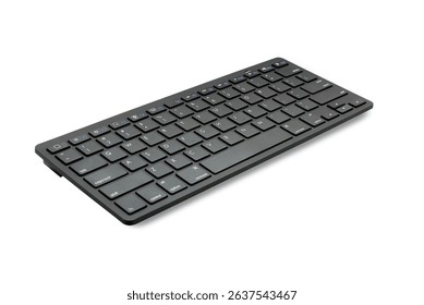 Wireless bluetooth computer keyboard, isolated on white with path