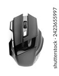 wireless bluetooth optical gaming usb mouse for computer, close up top view on white background